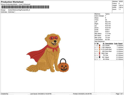 Golden Retriever Dog Pumpkin B