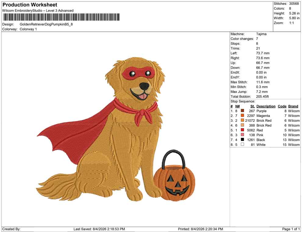 Golden Retriever Dog Pumpkin B