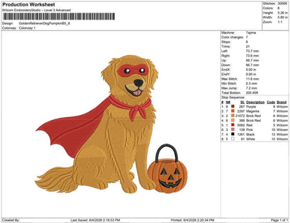 Golden Retriever Dog Pumpkin B