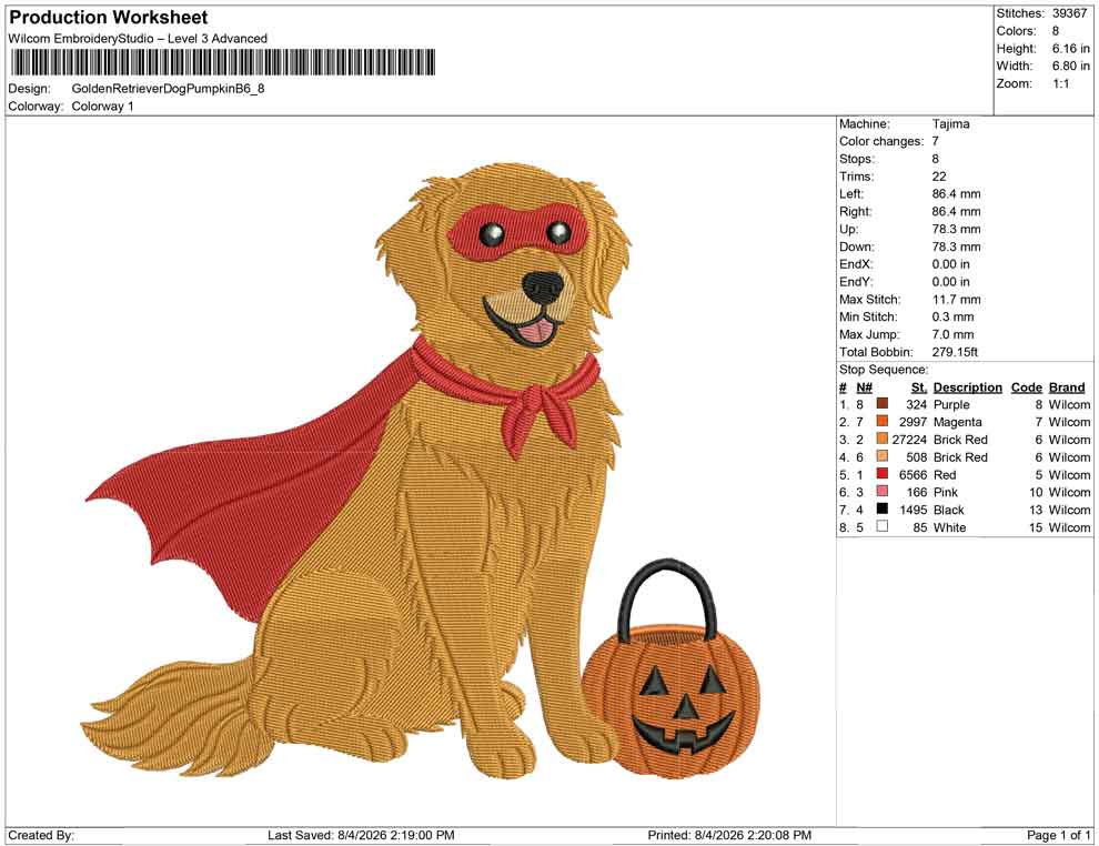 Golden Retriever Dog Pumpkin B
