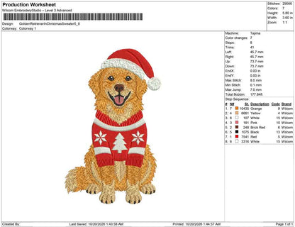 Golden Retriever In Christmas Sweater