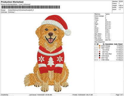 Golden Retriever In Christmas Sweater