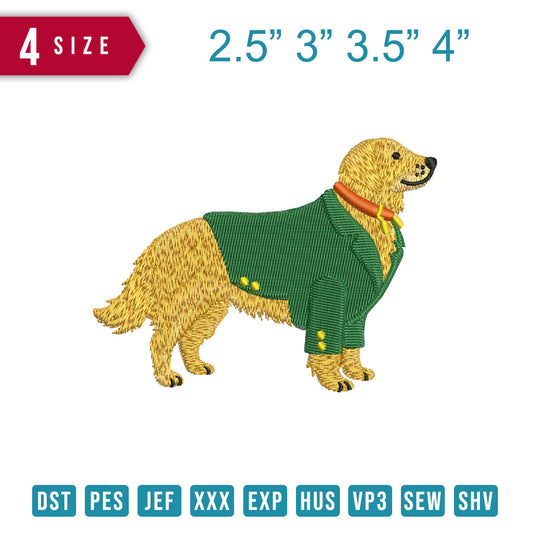 Golden Retriever In Green Shirt