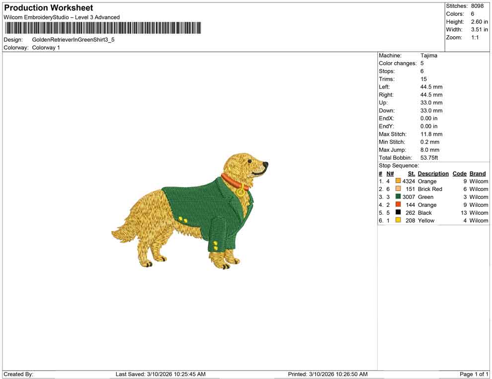 Golden Retriever In Green Shirt