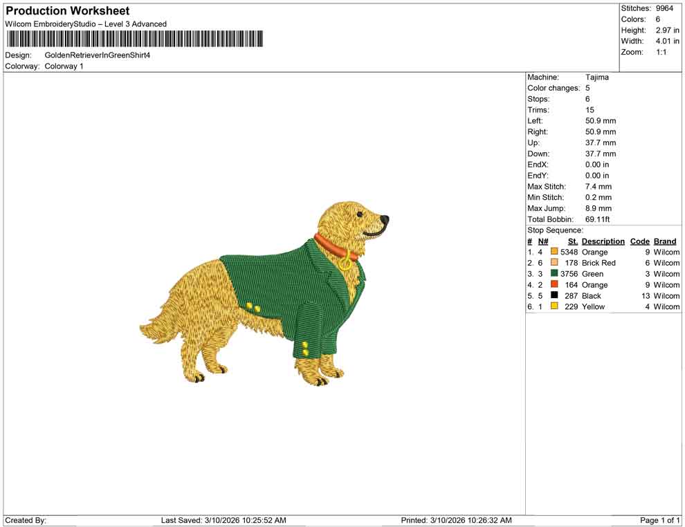 Golden Retriever In Green Shirt