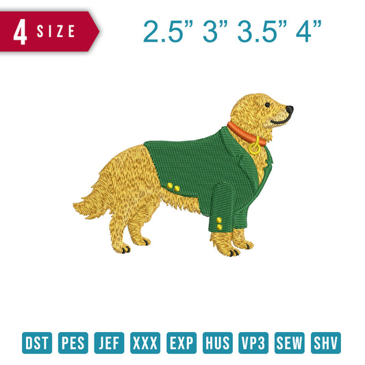 Golden Retriever In Green Shirt