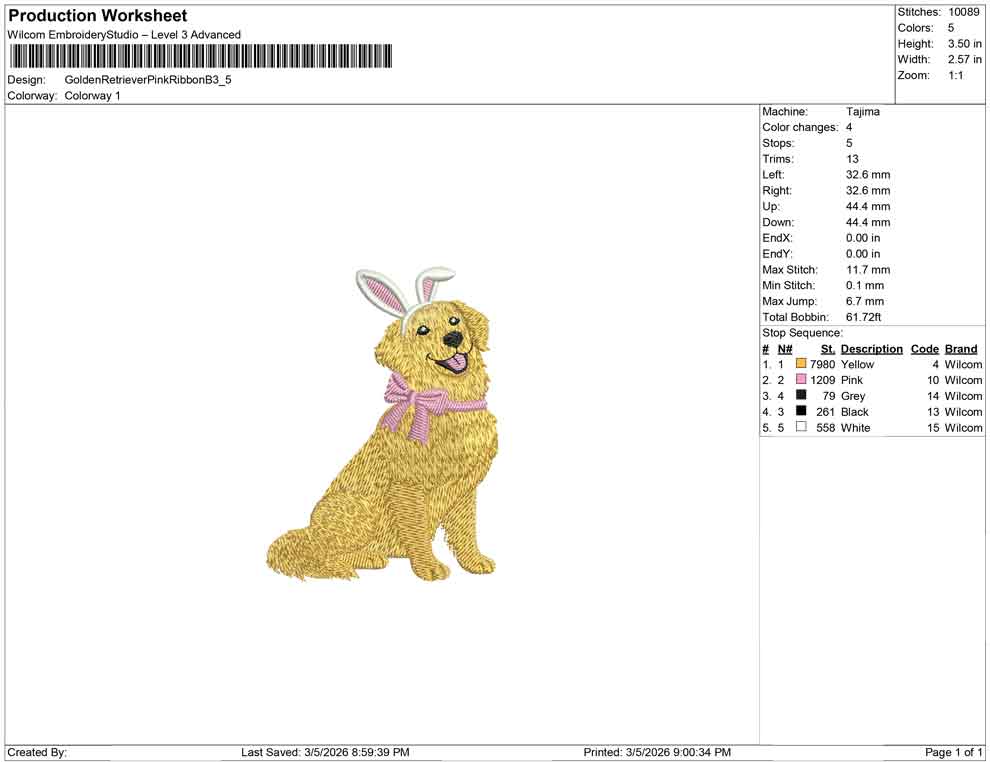 Golden Retriever Pink Ribbon B