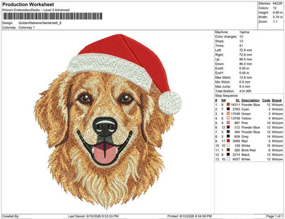 Golden Retriever Santa Hat