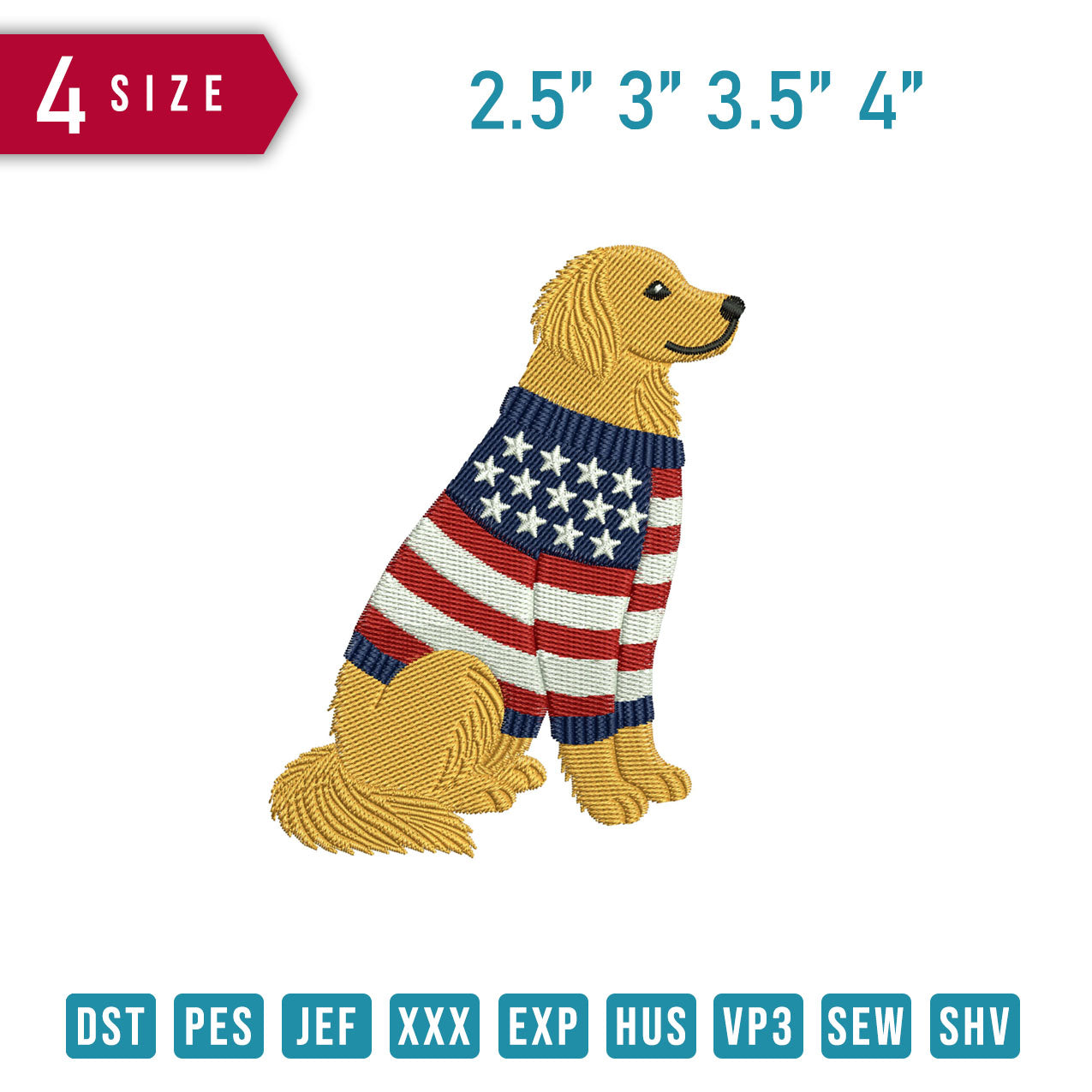 Golden Retriever Wearing Usa Sweater