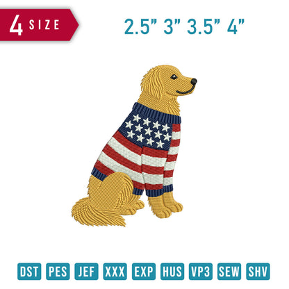 Golden Retriever Wearing Usa Sweater