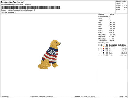Golden Retriever Wearing Usa Sweater