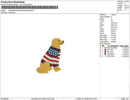 Golden Retriever Wearing Usa Sweater