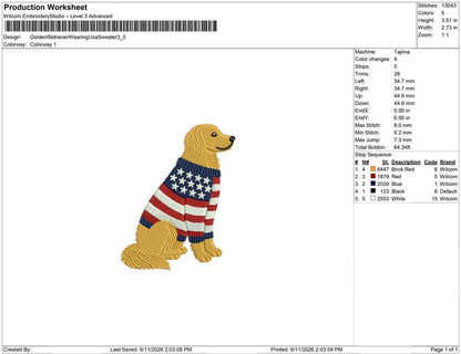 Golden Retriever Wearing Usa Sweater