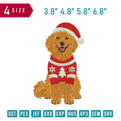Goldendoodle In Christmas Sweater