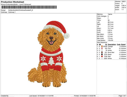 Goldendoodle In Christmas Sweater