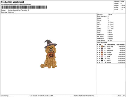 Goldendoodle Witch Pumpkin