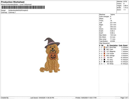 Goldendoodle Witch Pumpkin