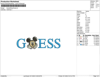 Guess mickey face