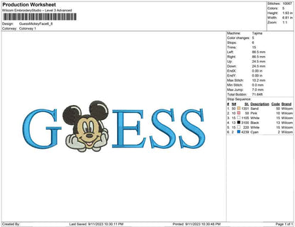 Guess mickey face