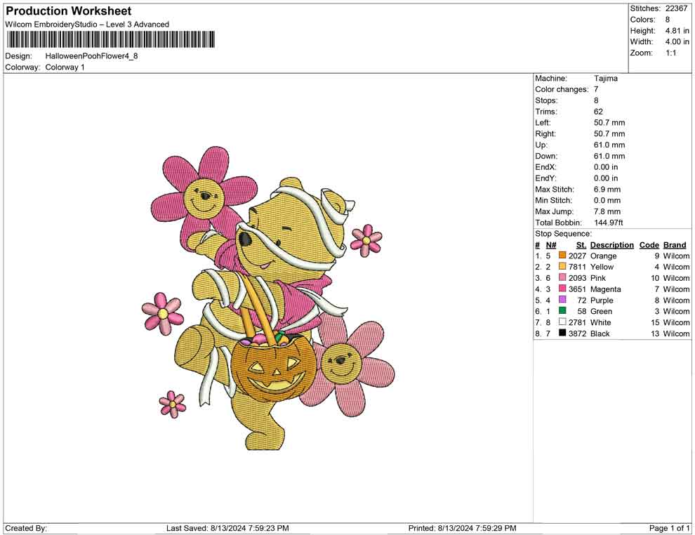 Halloween Pooh Flower