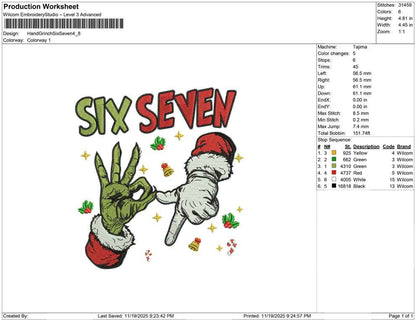 Hand Grinch Six Seven