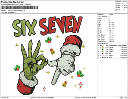 Hand Grinch Six Seven