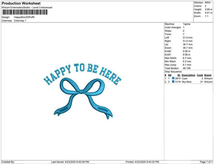 Happy Bow 3D Puff