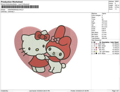 Hello kitty and Melody love
