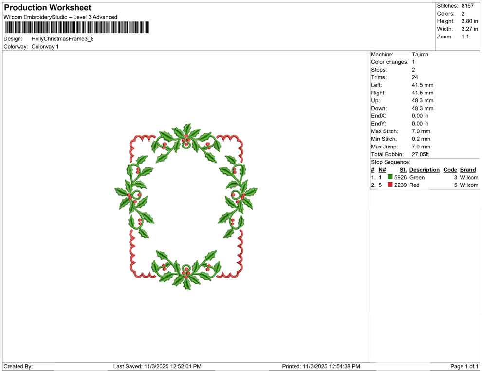Holly Christmas Frame
