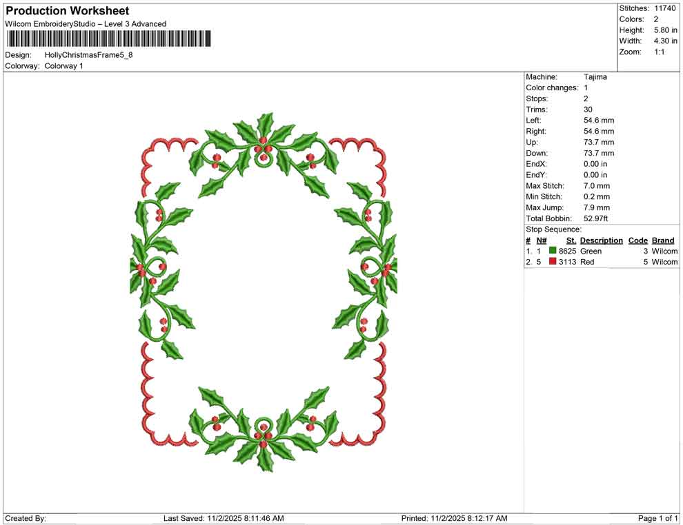 Holly Christmas Frame