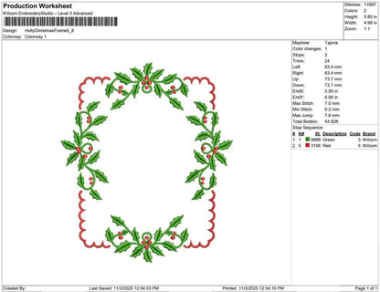 Holly Christmas Frame