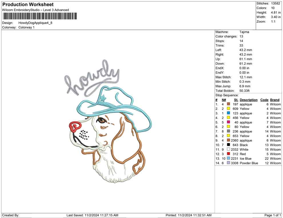 Howdy Dog Applique