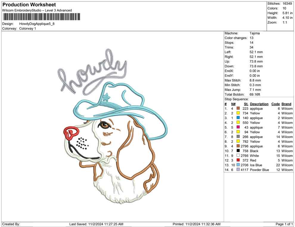 Howdy Dog Applique