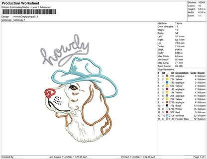Howdy Dog Applique