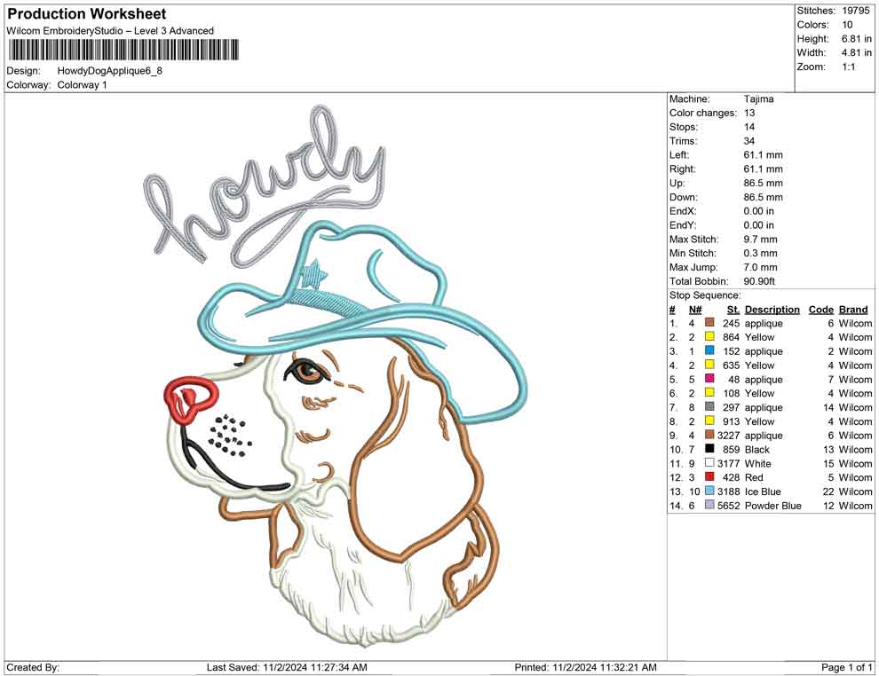 Howdy Dog Applique