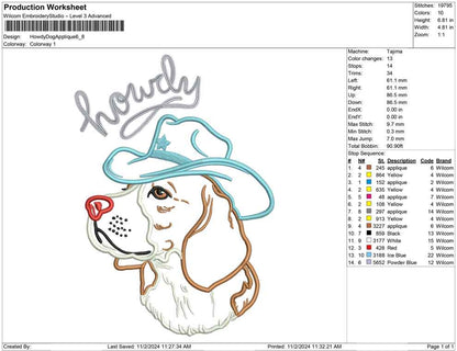 Howdy Dog Applique