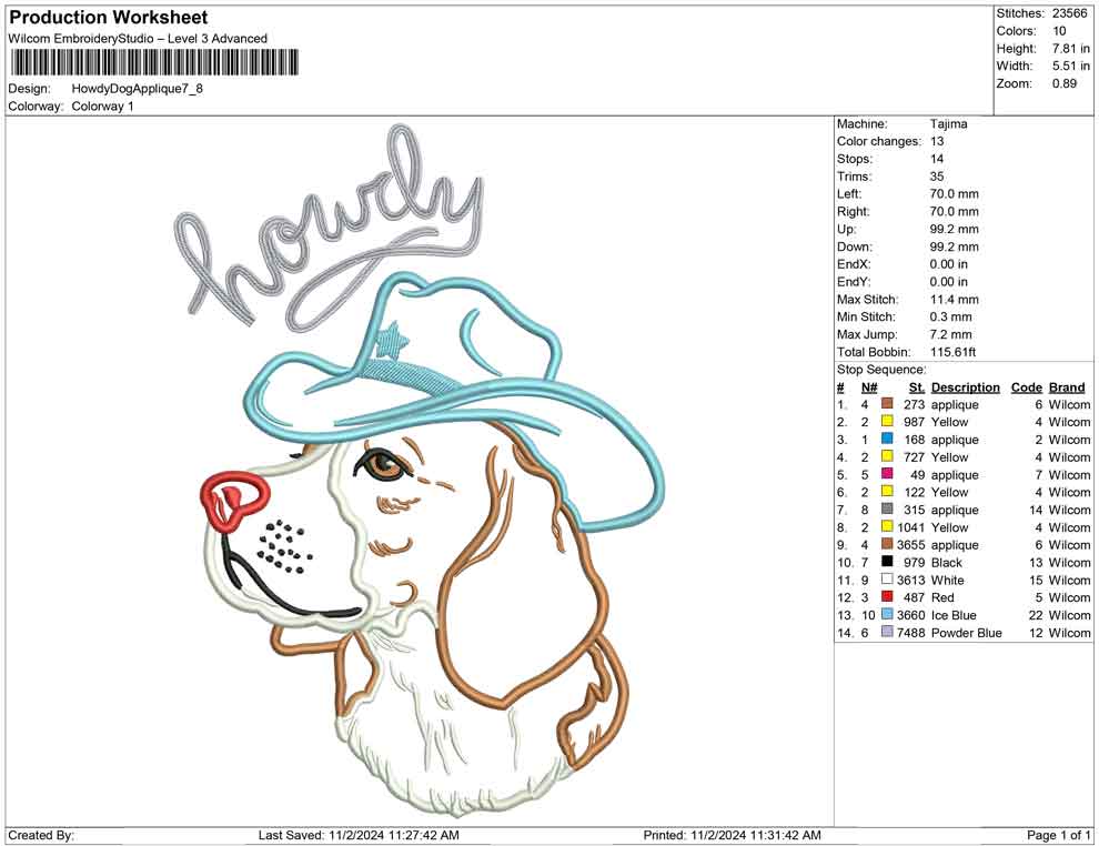 Howdy Dog Applique