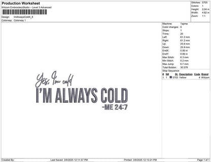 Im Always Cold