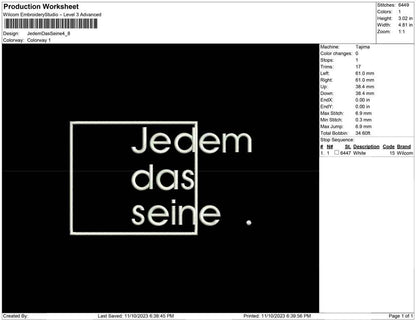 Jedem Das Seine
