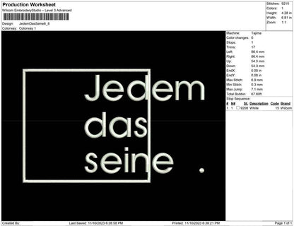 Jedem Das Seine