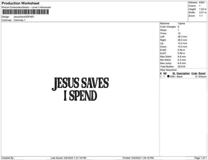 Jesus Save 3D Puff