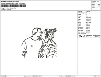 Kiss Potrait Line Art
