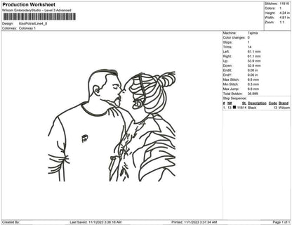 Kiss Potrait Line Art