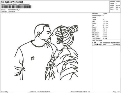 Kiss Potrait Line Art