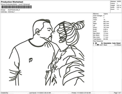 Kiss Potrait Line Art