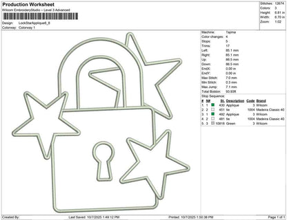 Lock Star Applique
