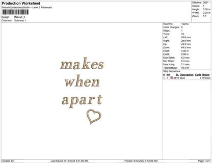 Makes when apart