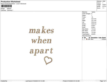Makes when apart