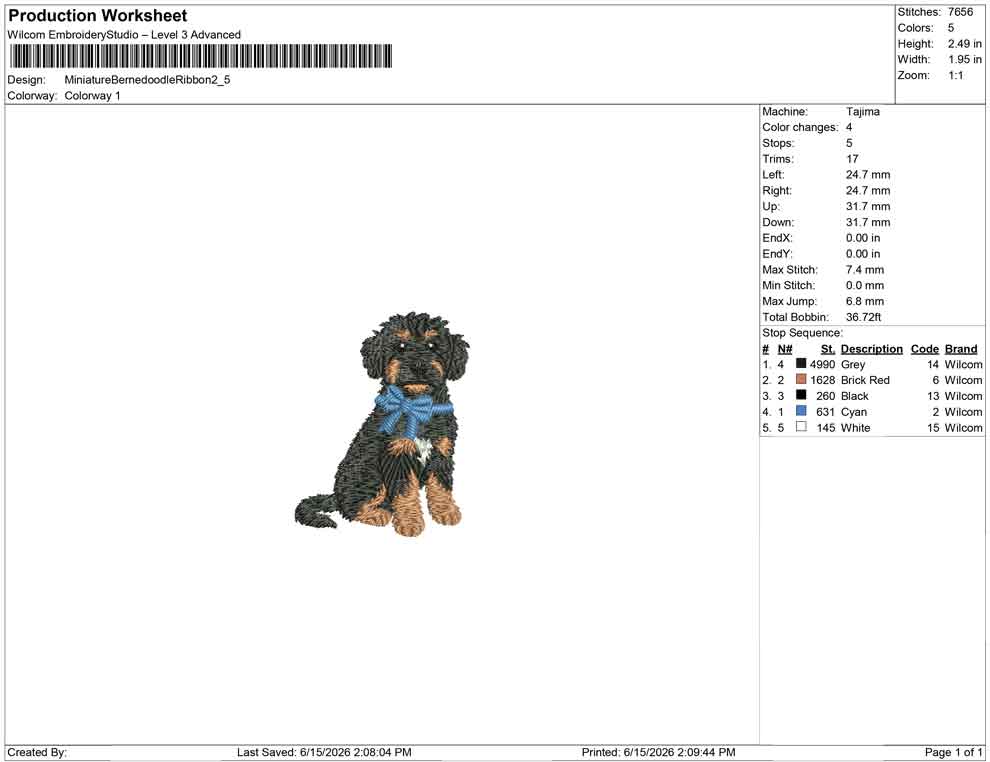 Miniature Bernedoodle Ribbon
