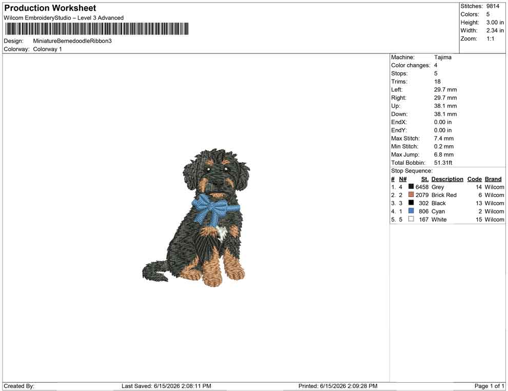 Miniature Bernedoodle Ribbon